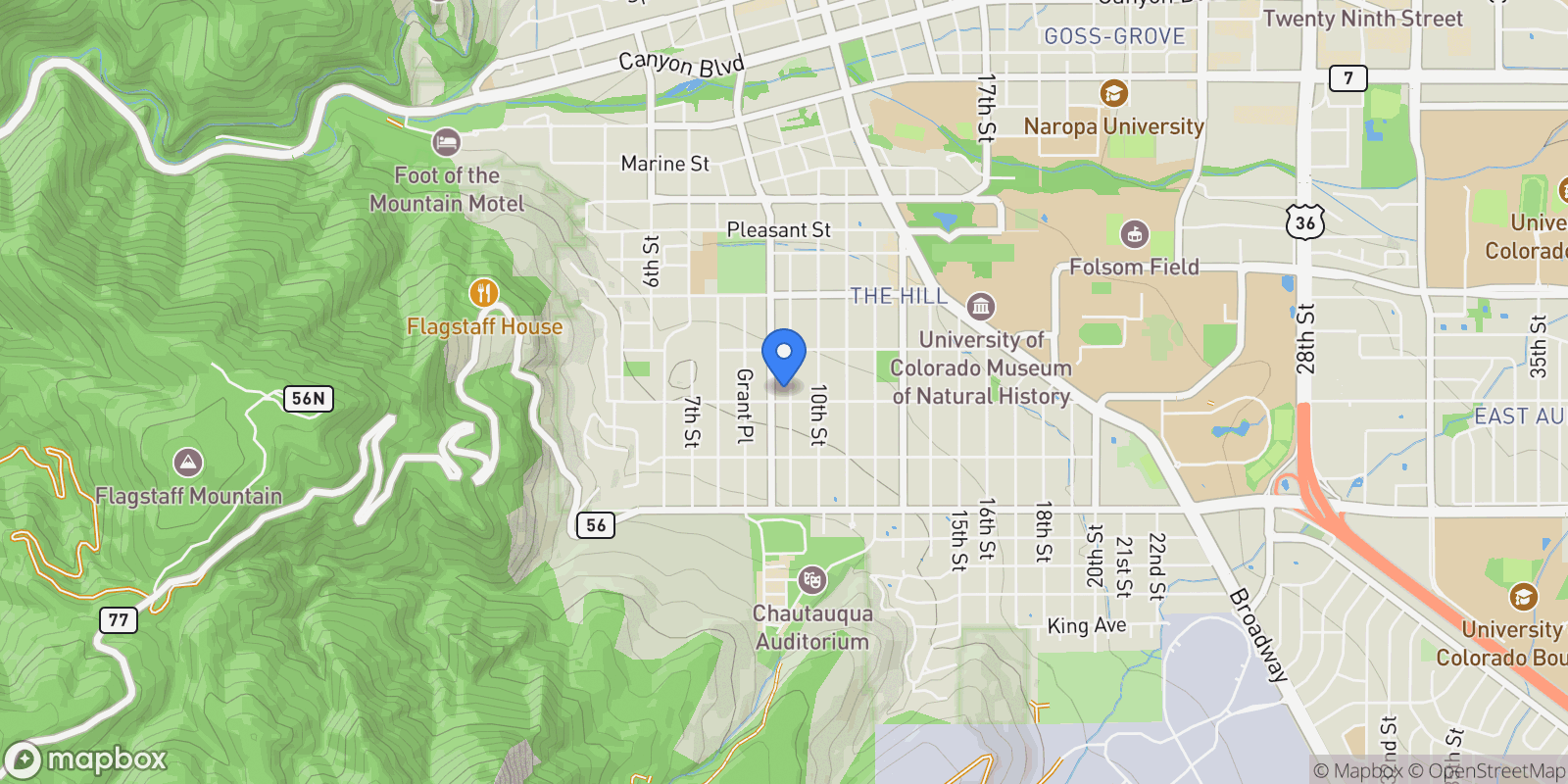 Map showing 911 Lincoln Place, Boulder, Colorado, United States.