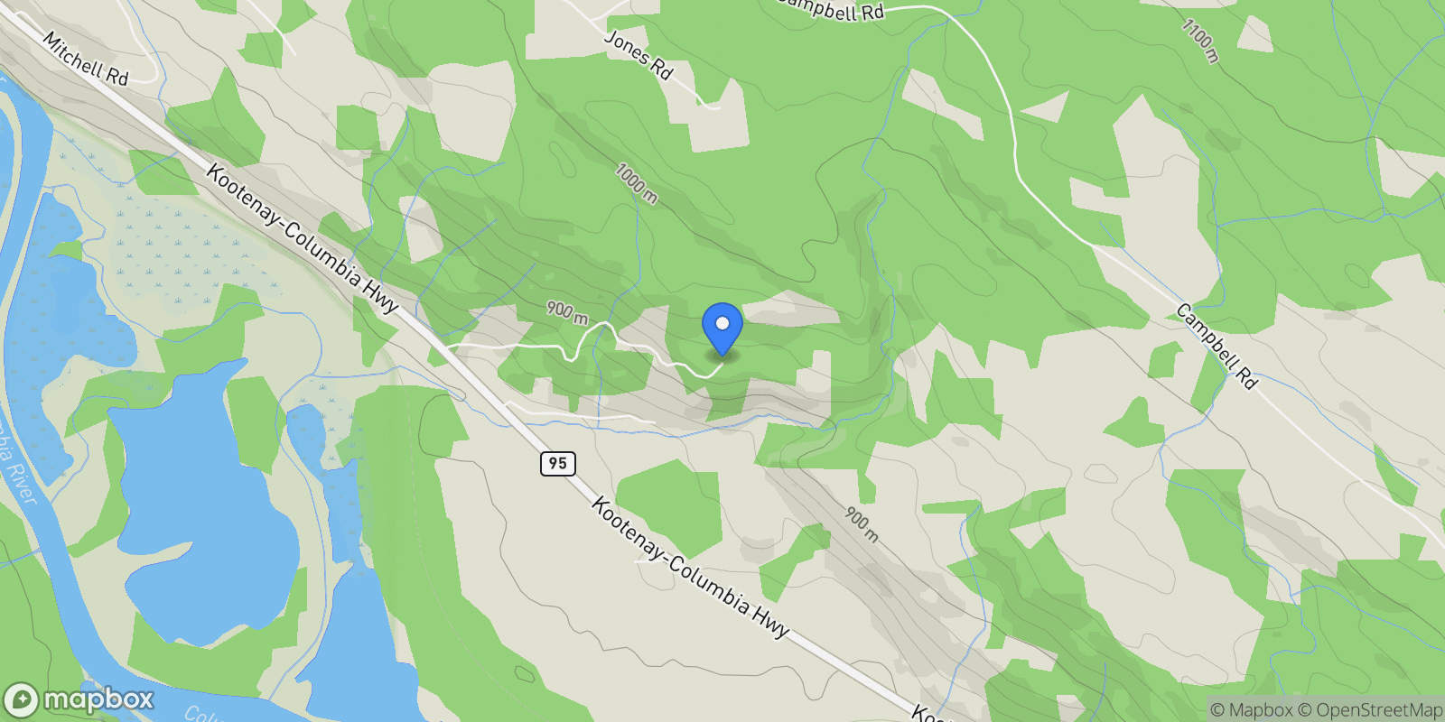 Map showing 2060 McCurdo Road, Golden, British Columbia, Canada.