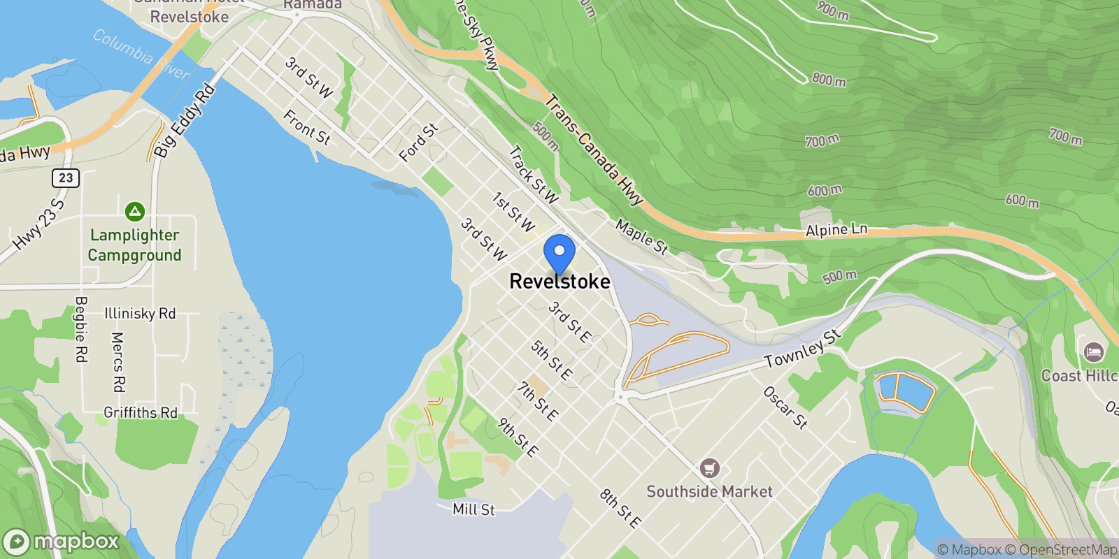 Map showing 7974 Arrowhead Rd, Revelstoke, British Columbia, Canada.