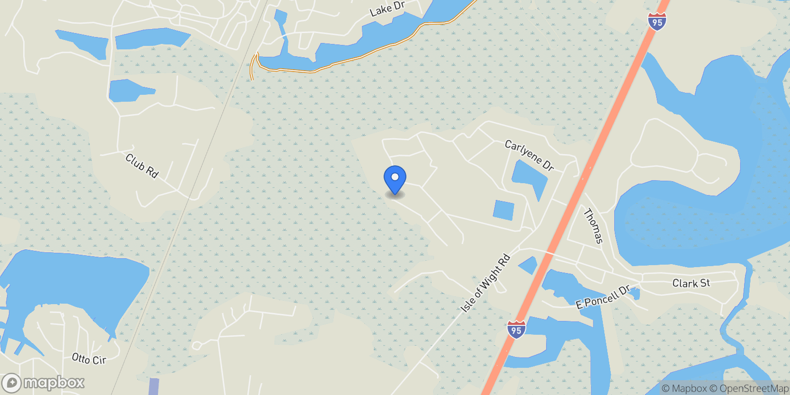 Map showing 10 Pinetree Road, Riceboro, Georgia, United States.