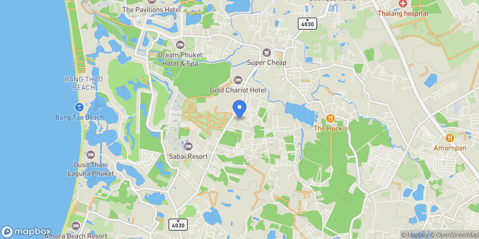Map showing 2848+J3, Choeng Thale, Thalang District, Phuket 83110, Thailand, Choeng Thale, Phuket, Thailand.