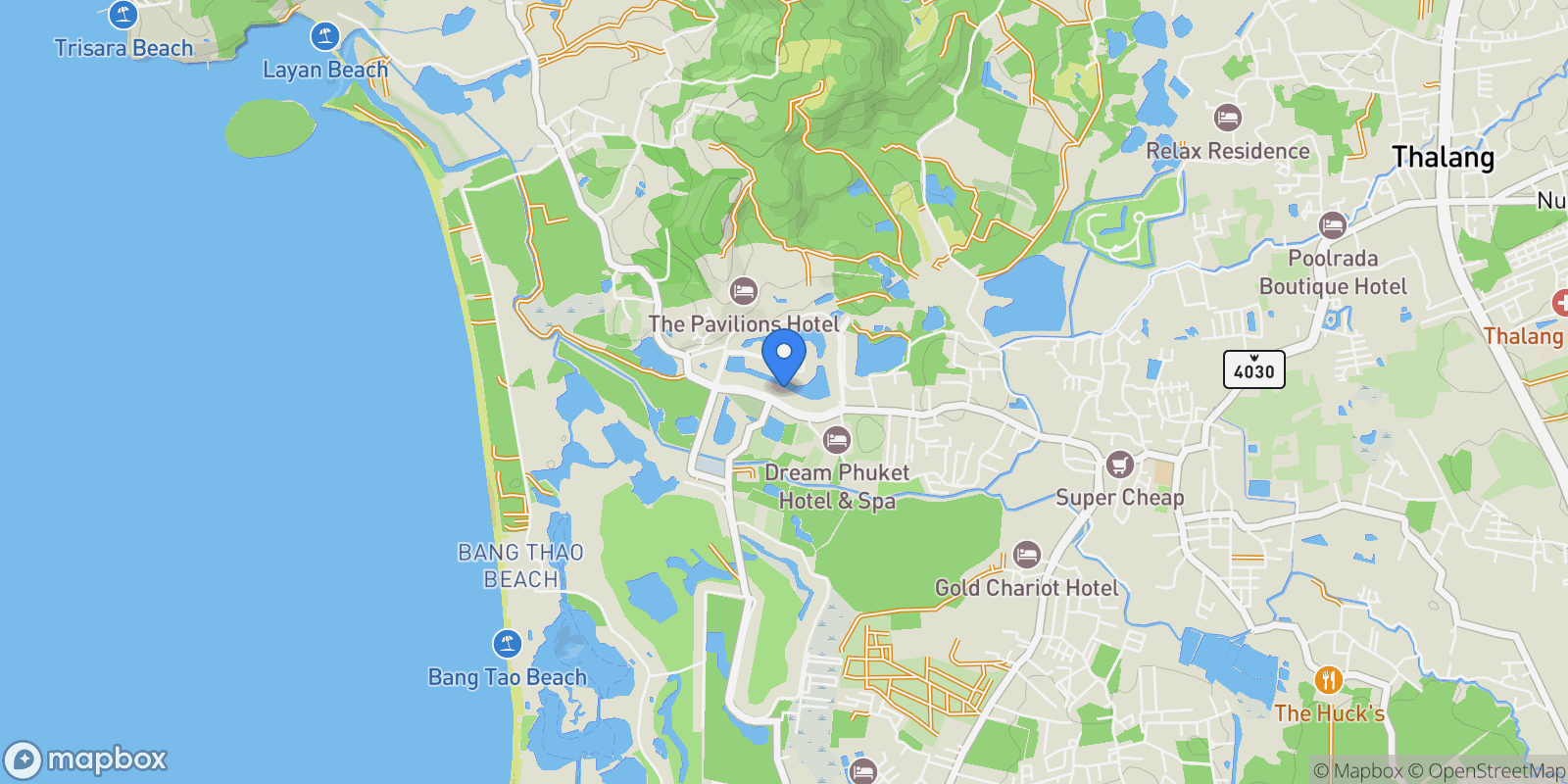 Map showing 2893+MPX, Choeng Thale, Thalang District, Phuket 83110, Thailand, Choeng Thale, Phuket, Thailand.