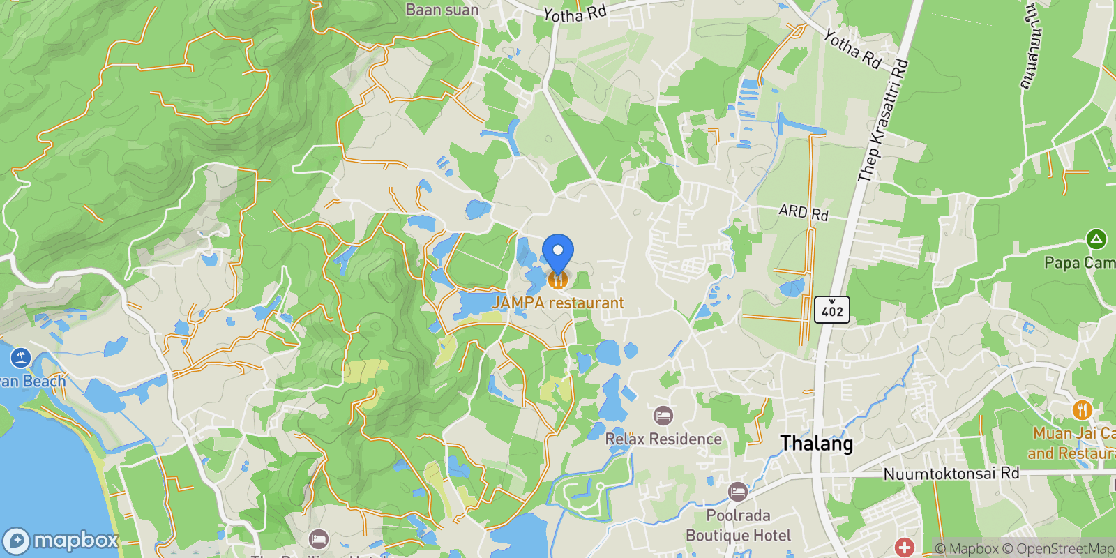 Map showing 28Q8+QW, Thep Krasatti, Thalang District, Phuket 83110, Thailand, Thep Krasatti, Phuket, Thailand.