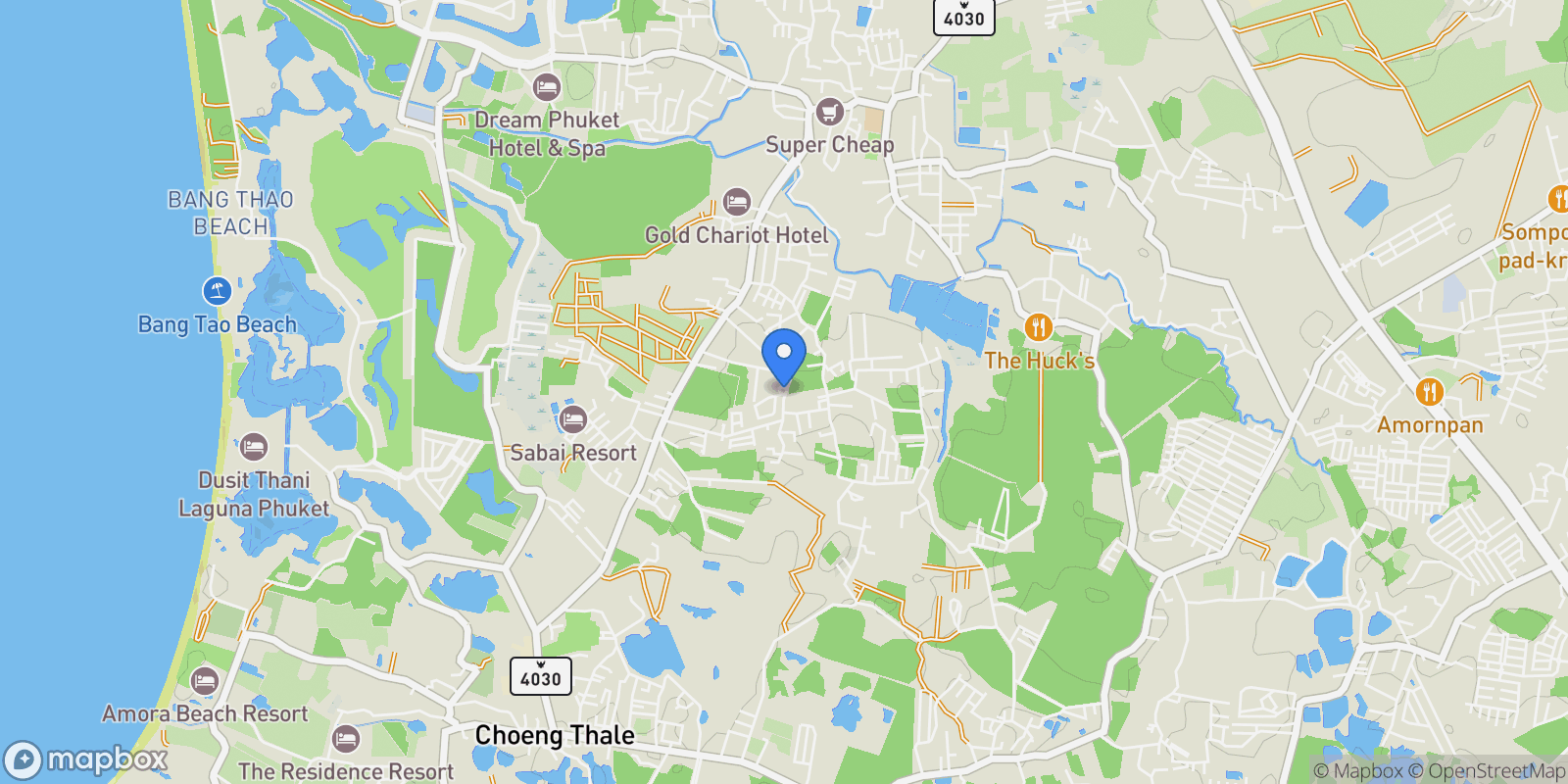 Map showing 2838+HR, Choeng Thale, Thalang District, Phuket 83110, Thailand, Choeng Thale, Phuket, Thailand.