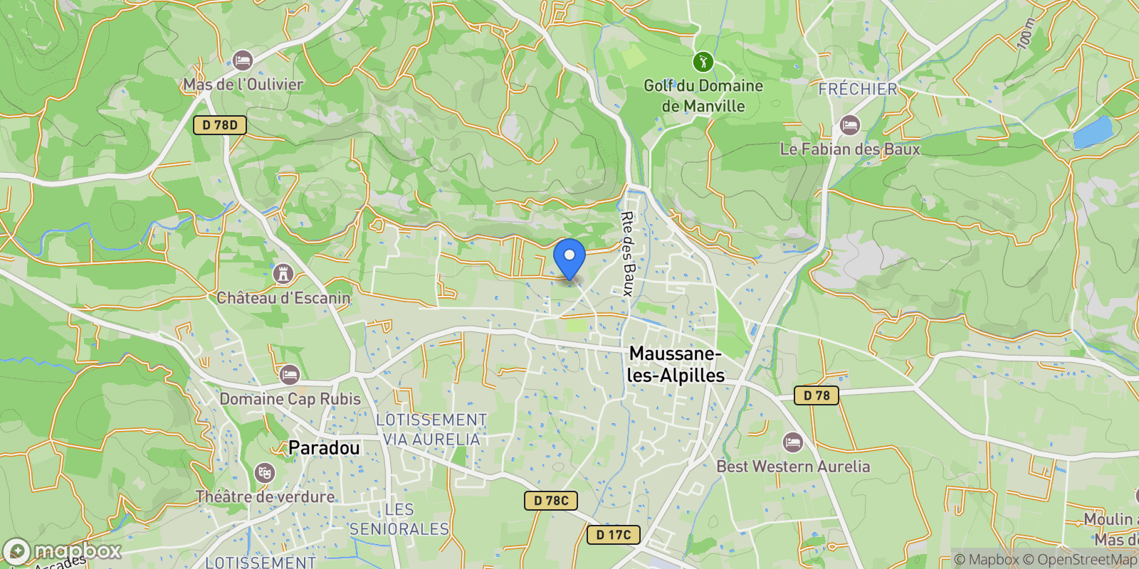 Map showing Maussane-les-Alpilles, Provence-Alpes-Côte d'Azur, France.