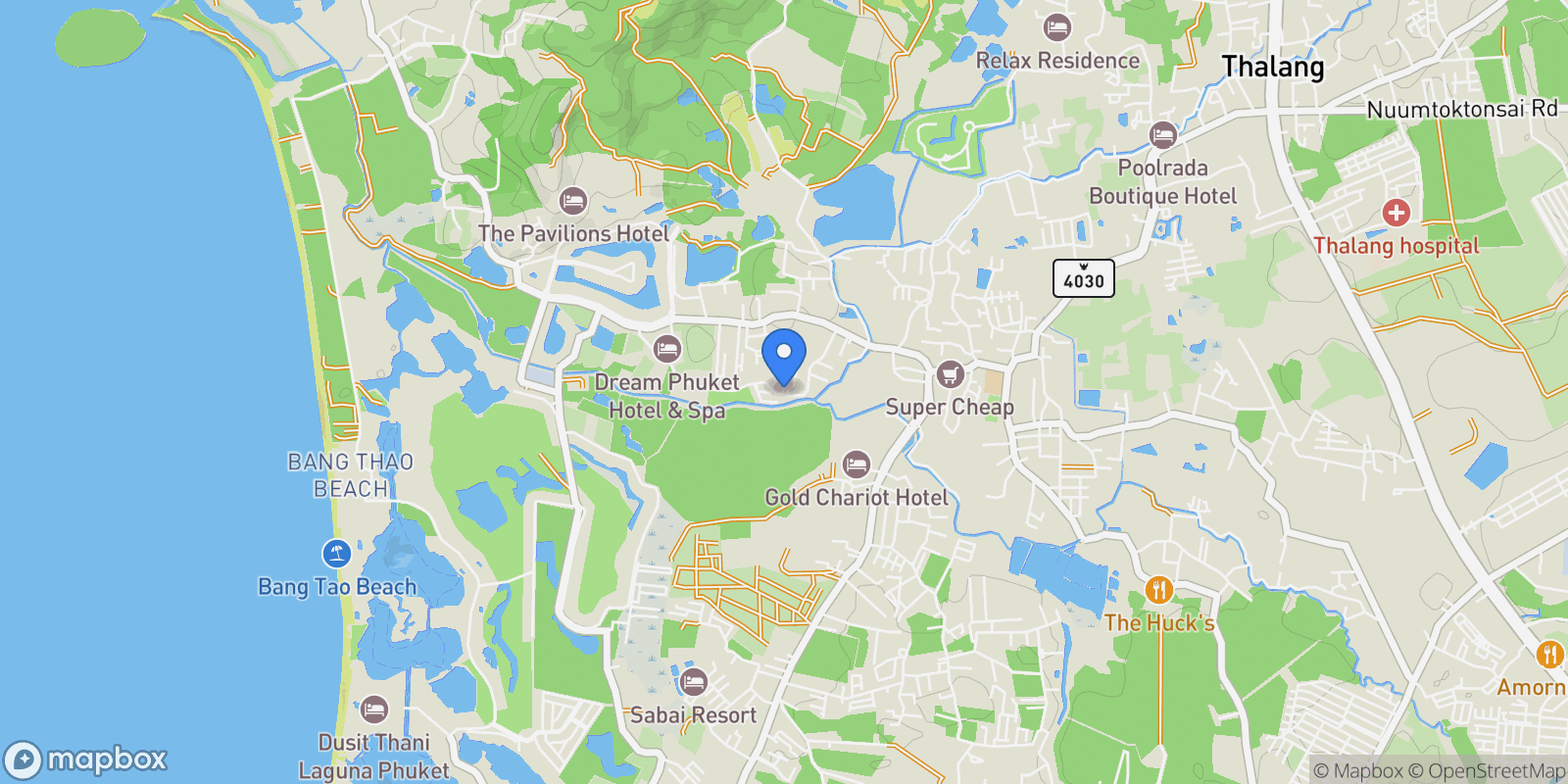 Map showing 2886+4P, Choeng Thale, Thalang District, Phuket 83110, Thailand, Choeng Thale, Phuket, Thailand.
