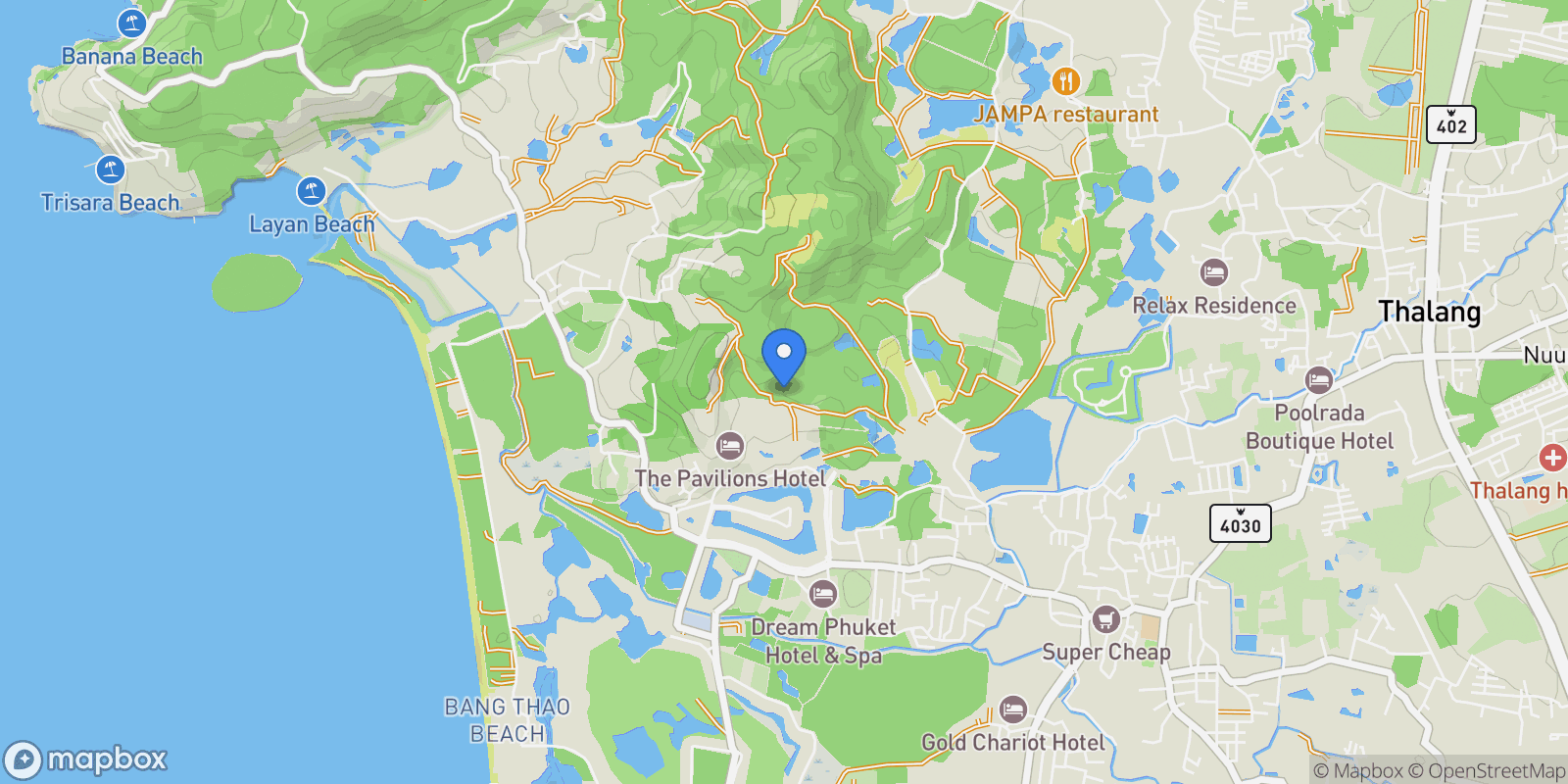 Map showing 28G3+9XG, Choeng Thale, Thalang District, Phuket 83110, Thailand, Choeng Thale, Phuket, Thailand.