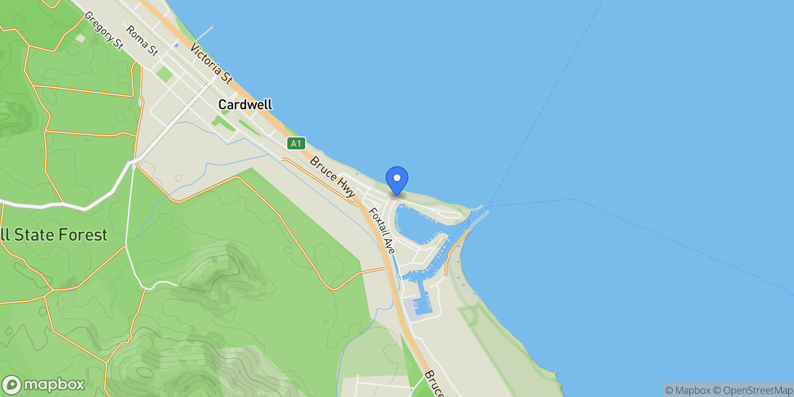 Map showing Cardwell, Keith Williams Drive, Cardwell, Queensland, Australia.