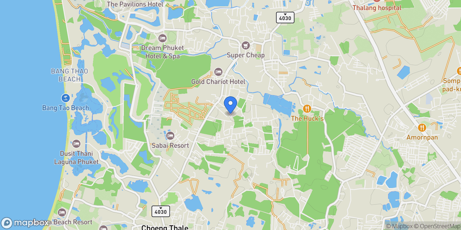 Map showing 2848+8P, Choeng Thale, Thalang District, Phuket 83110, Thailand, Choeng Thale, Phuket, Thailand.