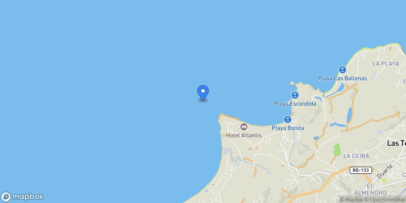 Map showing Las Terrenas, Samaná Province, Dominican Republic.