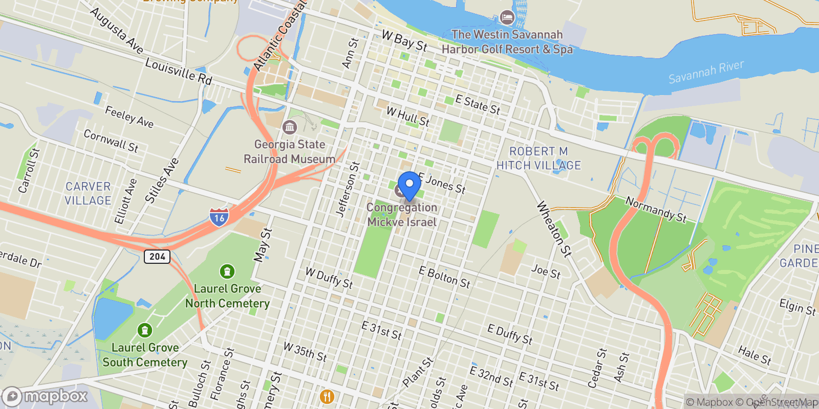 Map showing 118 E Gaston Street, Savannah, Georgia, United States.