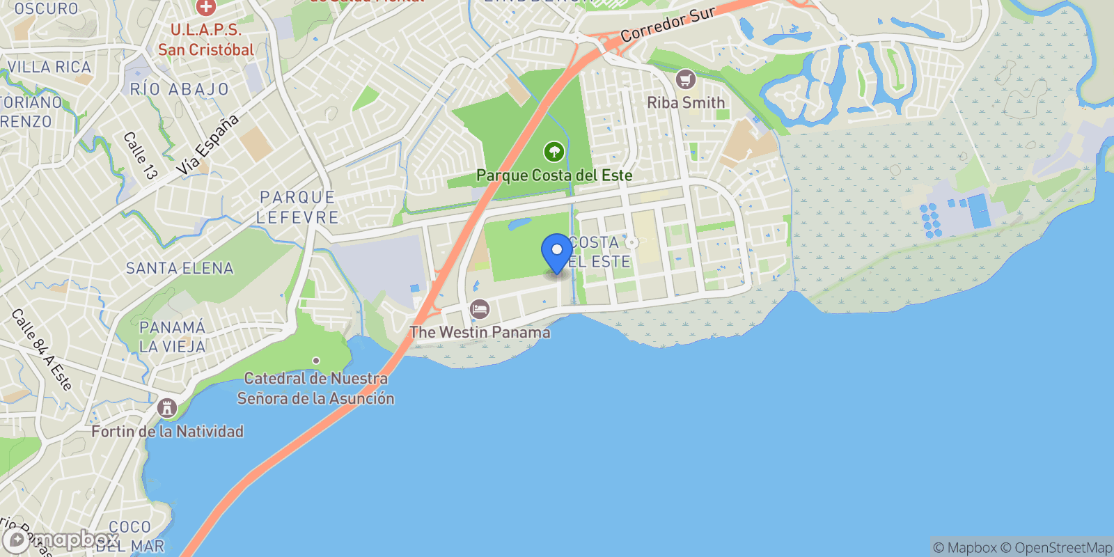 Map showing Panamá AVENIDA LA ROTONDA, COSTA DEL ESTE, Panama City, Panama, Panama.