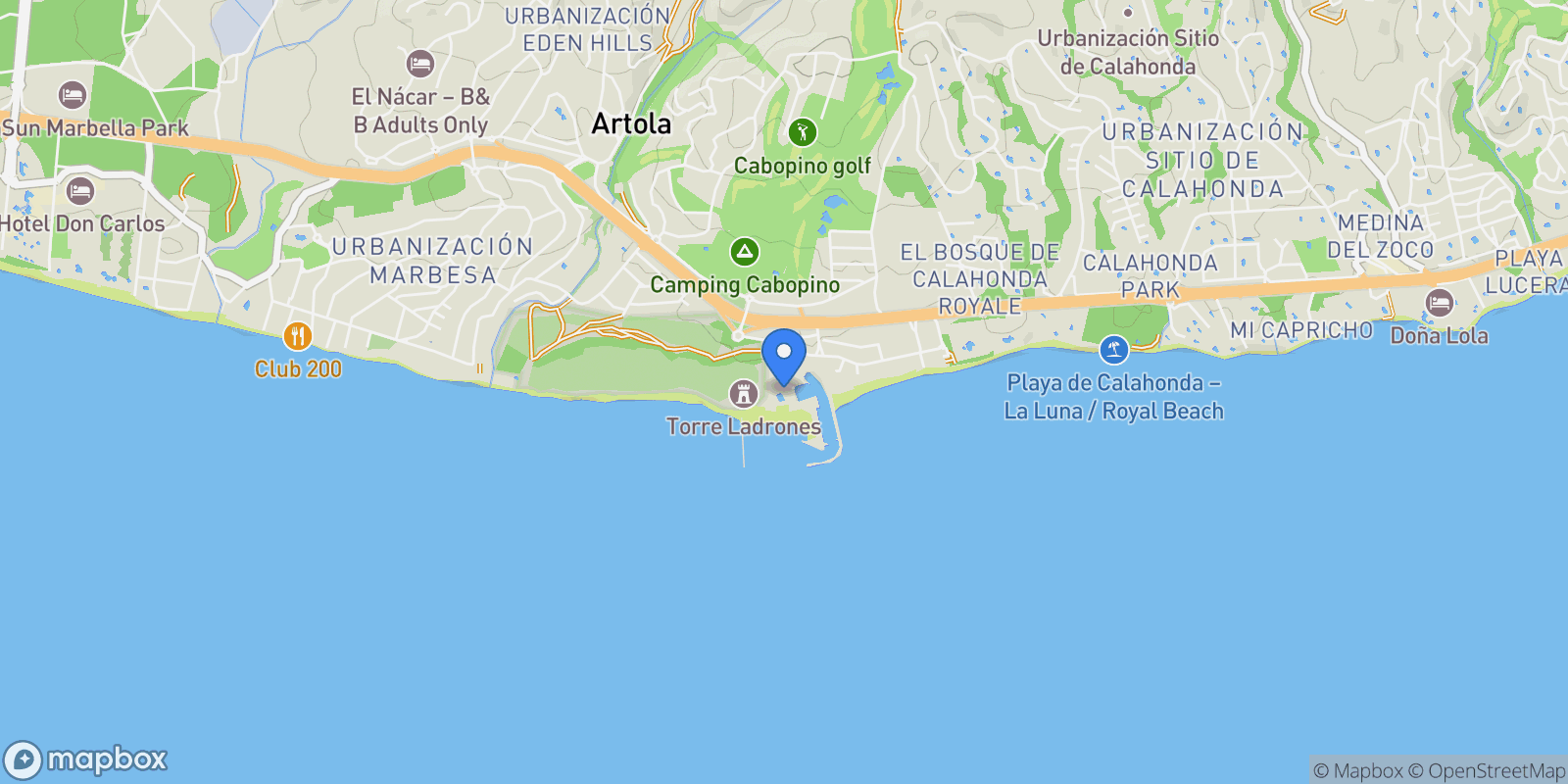 Map showing Elviria - Cabopino, Marbella, 29604, Puerto De Cabopino, Elviria-Cabopino, Marbella.
