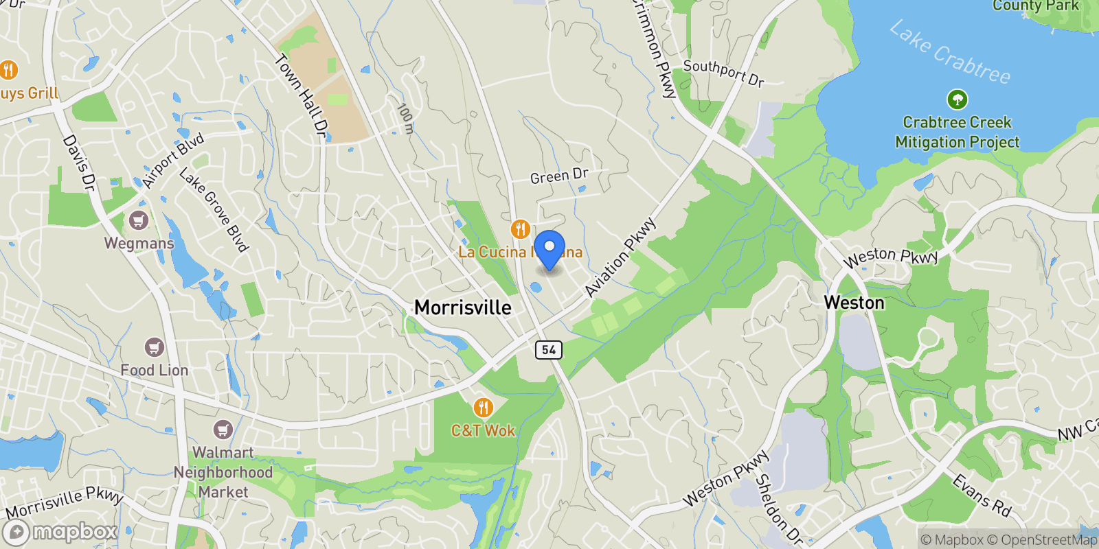 Map showing 132 Cotten Drive, Morrisville, North Carolina, United States.