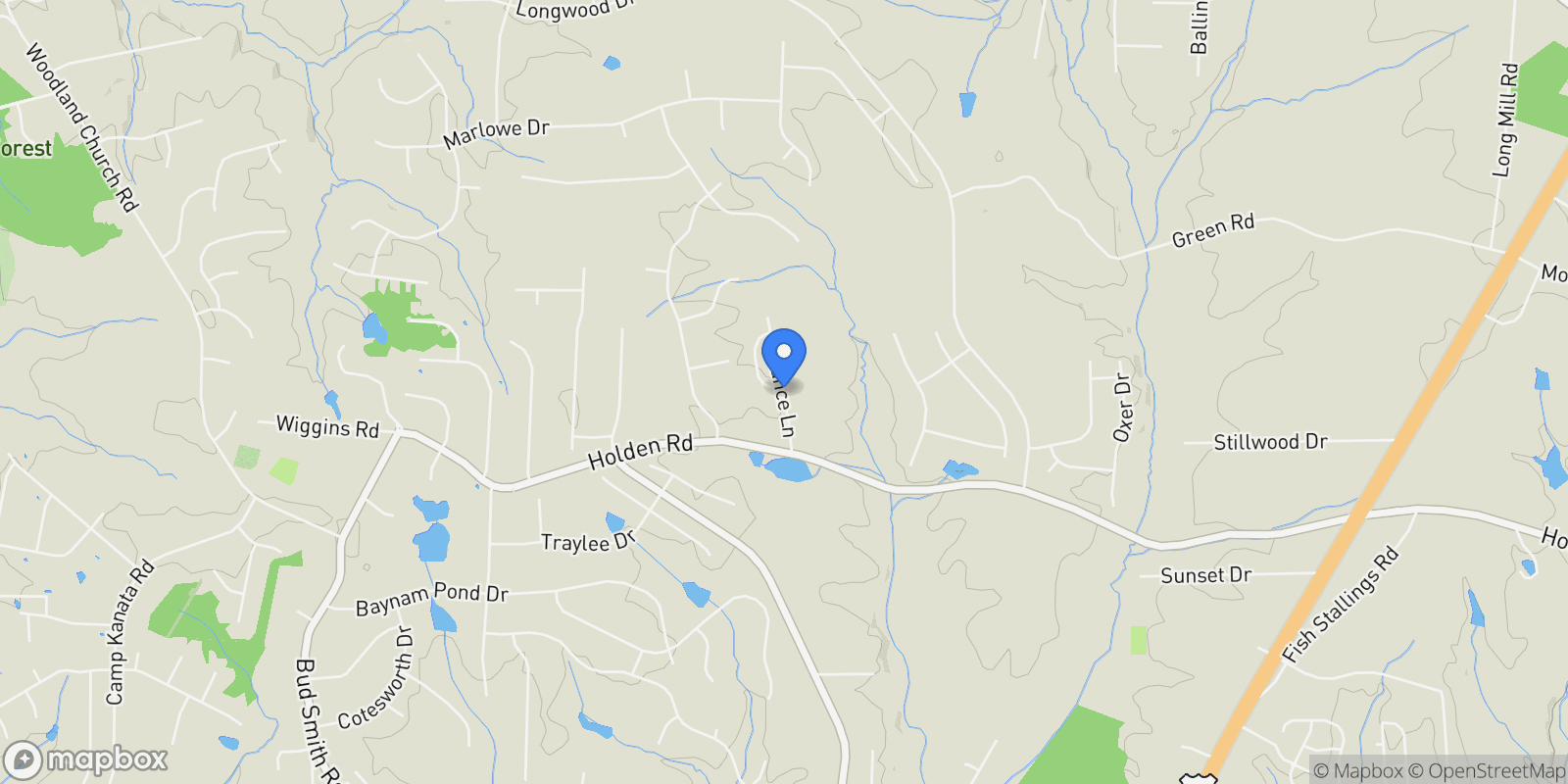 Map showing 55 Broadleaf Lane, Youngsville, North Carolina, United States.