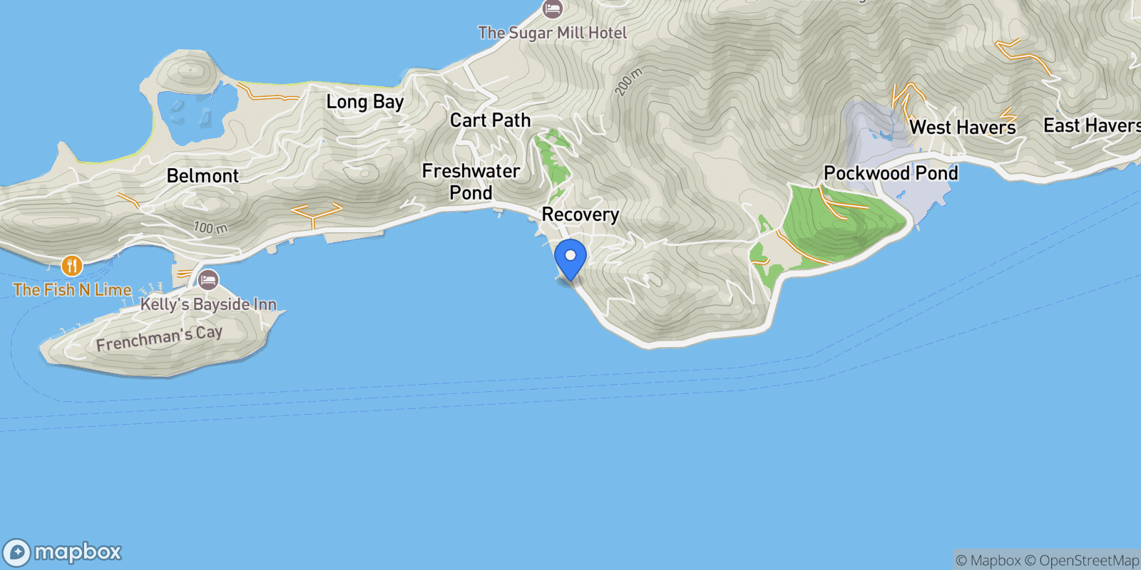 Map showing Town Road Tortola, 98PF+GQ6, Freshwater Pond, British Virgin Islands, Freshwater Pond, Tortola, British Virgin Islands.