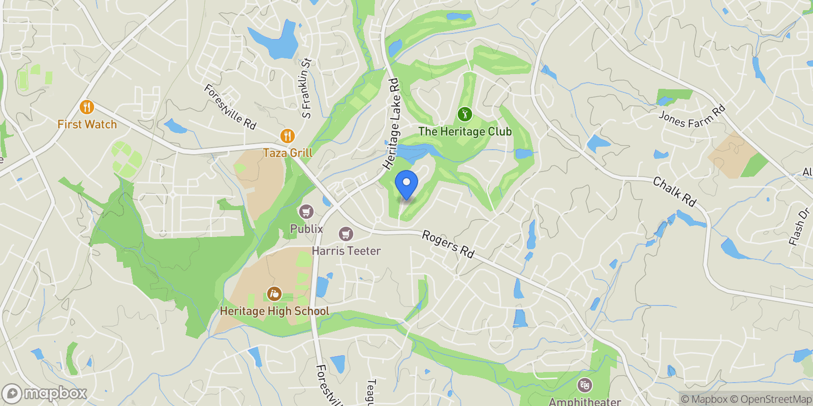 Map showing 916 Overlook Ridge Road, Wake Forest, North Carolina, United States.