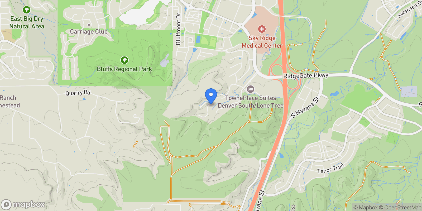 Map showing 10814 Bluffside, Lone Tree, Colorado, United States.