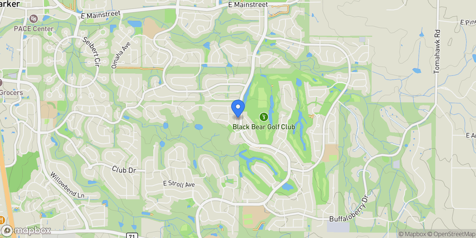 Map showing 11584 Pine Canyon Lane, Parker, Colorado, United States.