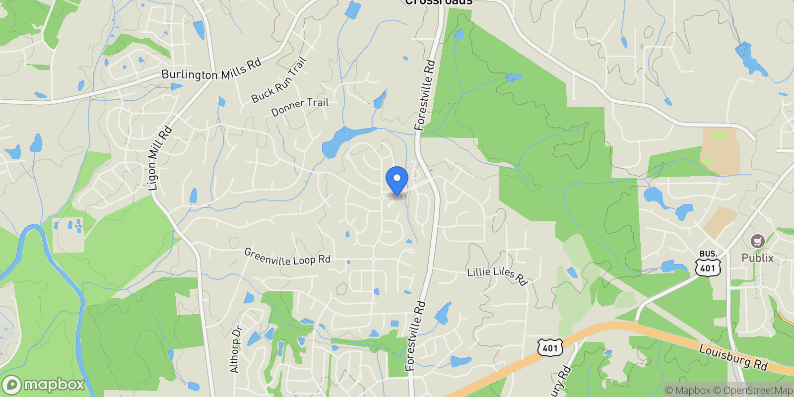 Map showing 3824 Coach Lantern Avenue, Wake Forest, North Carolina, United States.