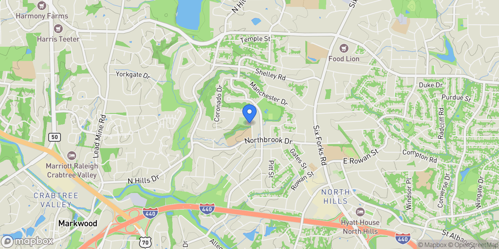 Map showing 4801 Rampart Street, Raleigh, North Carolina, United States.