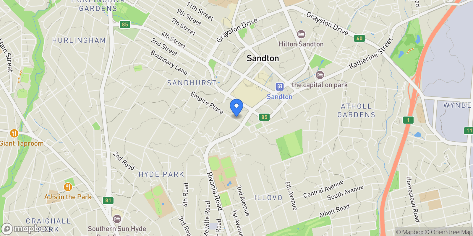 Map showing 175 Empire Pl, Sandhurst, Sandton, 2196, South Africa, Sandton, Gauteng, South Africa.