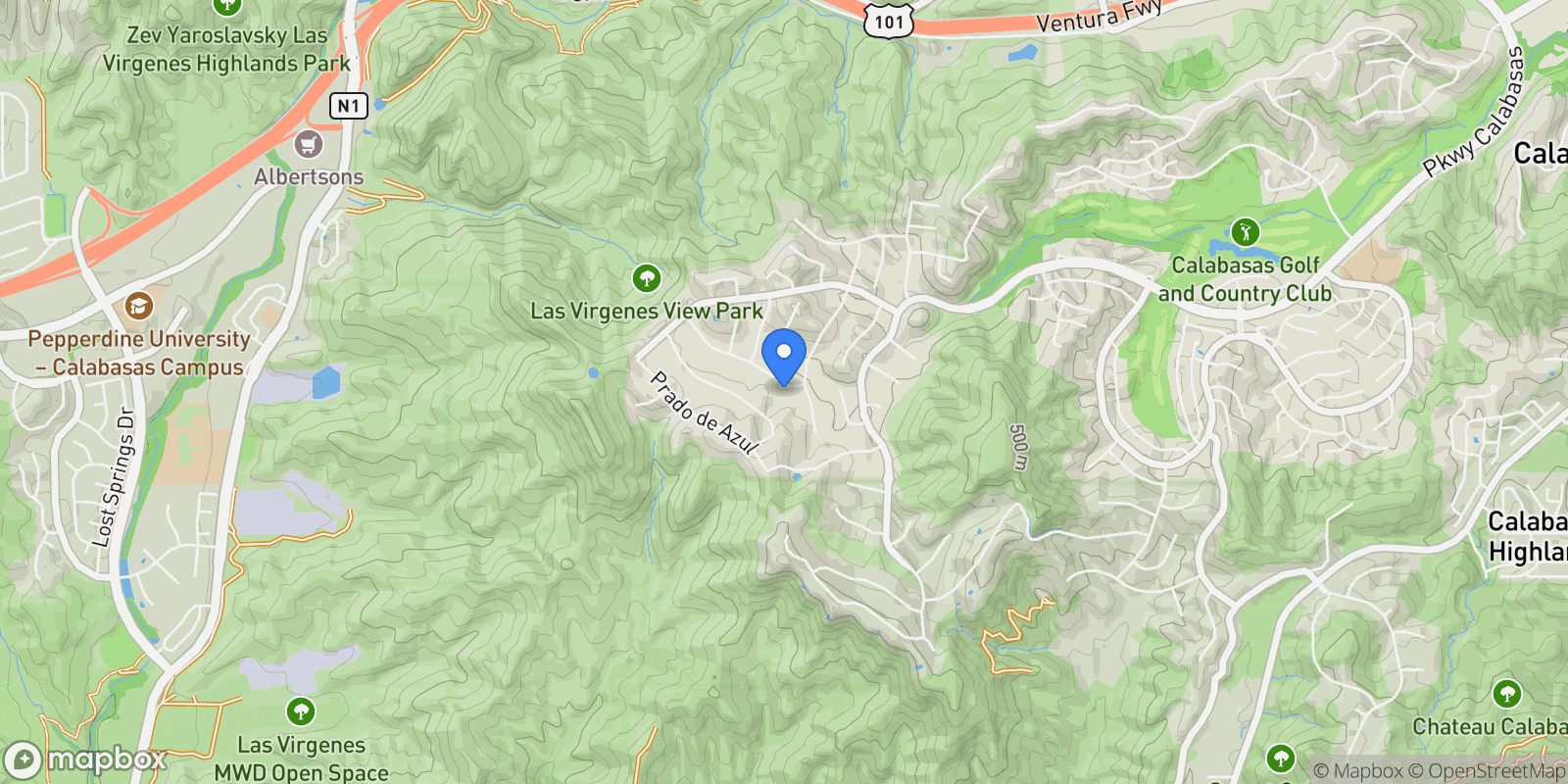 Map showing 25410 PRADO DE LAS BELLOTAS, Hidden Hills, California, United States.