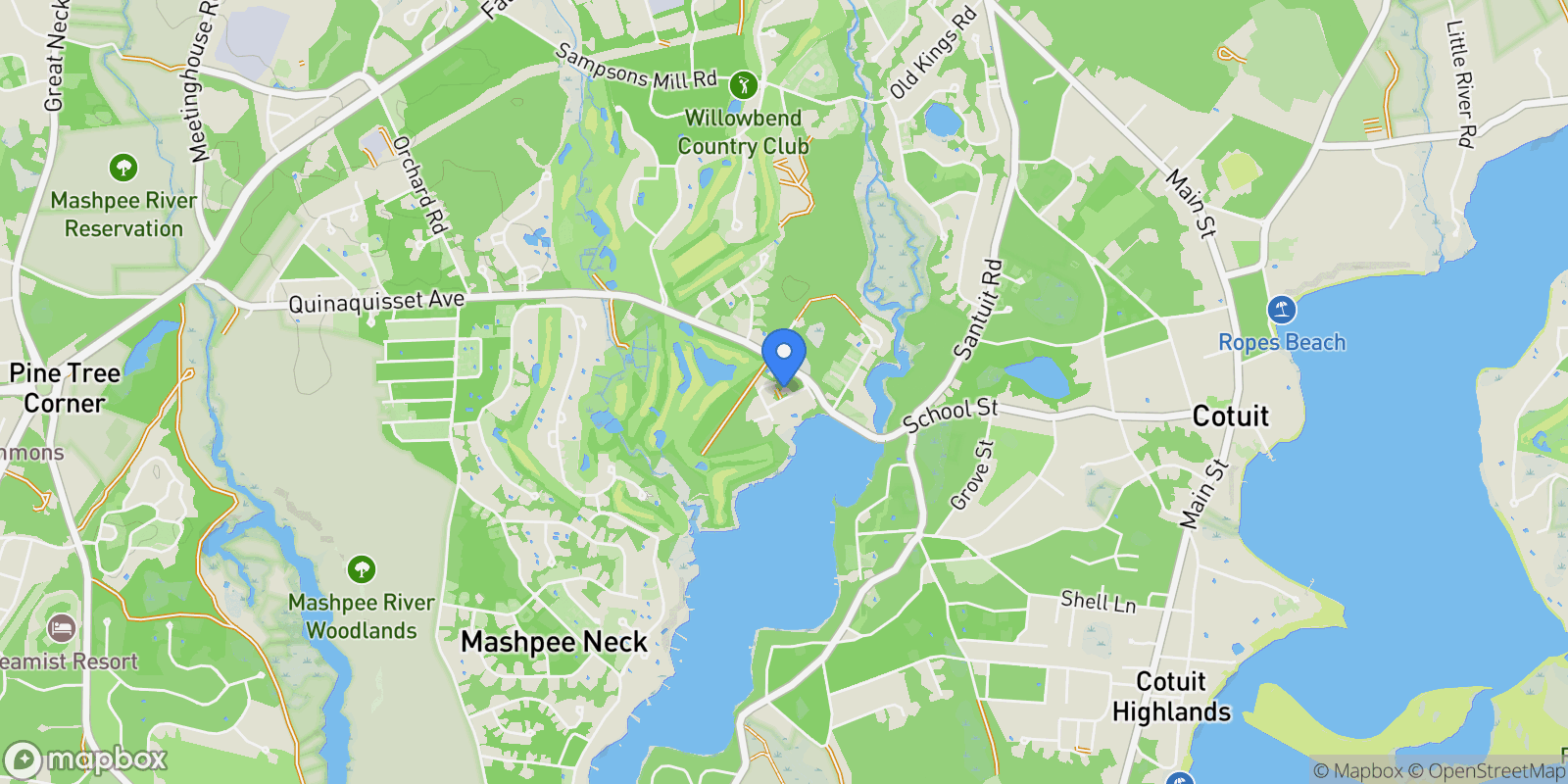 Map showing 16 Cedar Street, Mashpee, Massachusetts, United States.