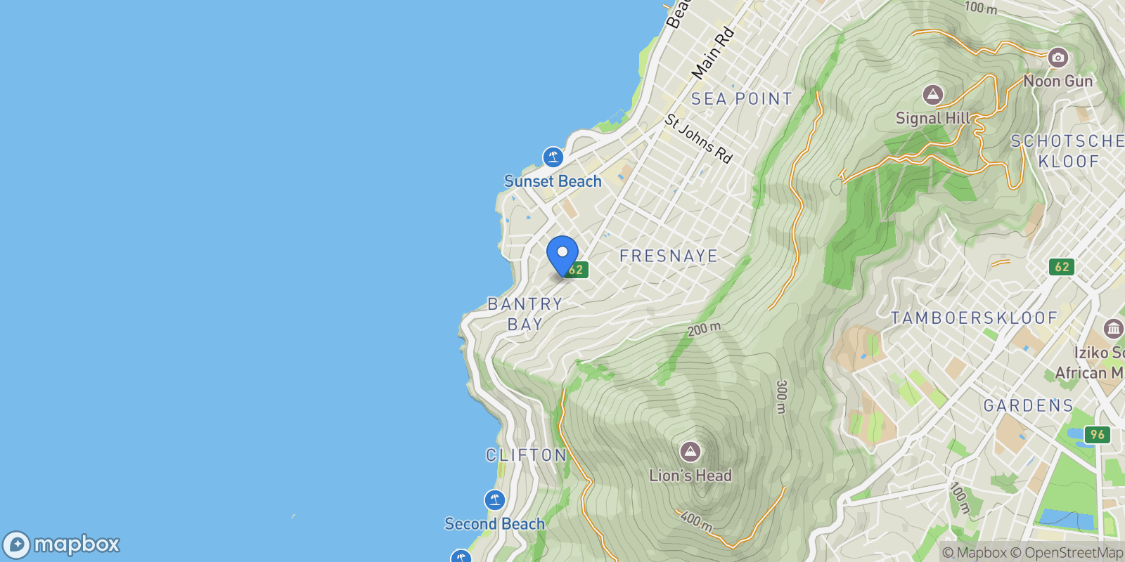 Map showing 106 Kloof Rd, Bantry Bay, Cape Town, 8005, South Africa, Cape Town, Western Cape, South Africa.
