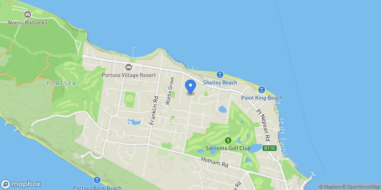 Map showing 38 Campbells Road, Portsea, VIC 3944, Portsea, Victoria, Australia.