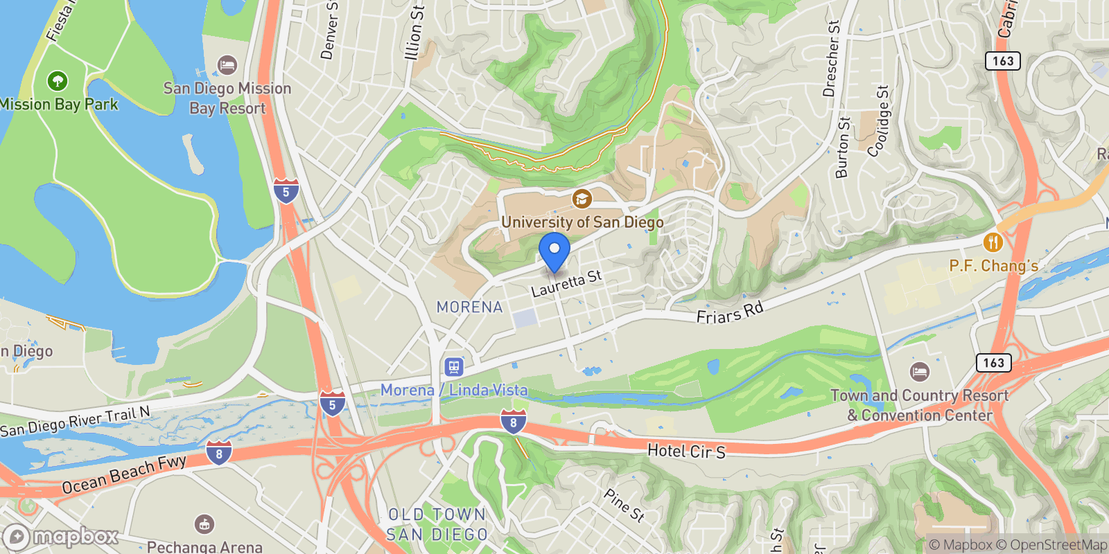 Map showing 5707 Mildred St, San Diego, California, United States.
