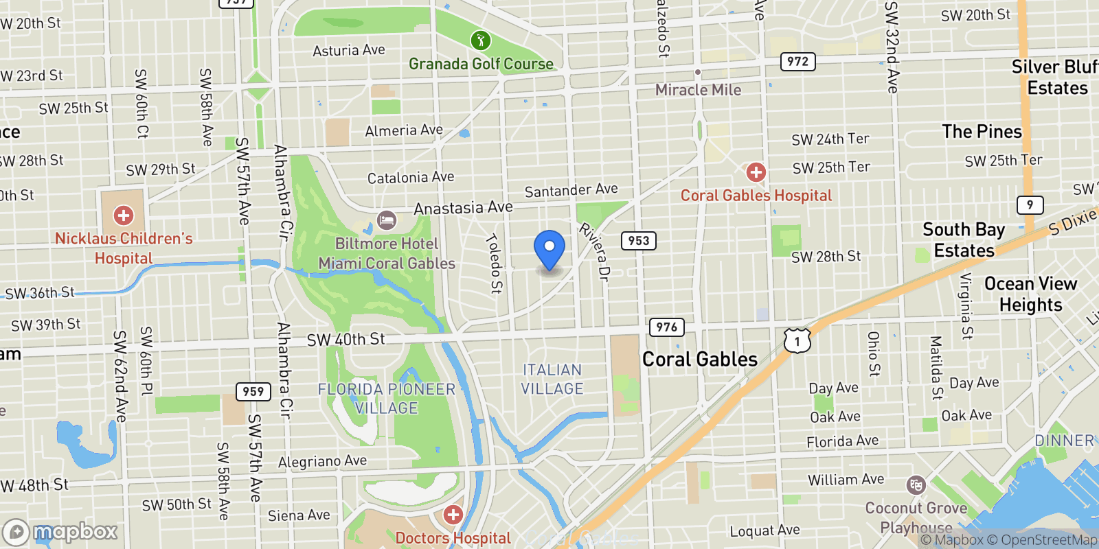 Map showing 638 Escobar Ave, Coral Gables, FL 33134, Coral Gables, Florida, United States.