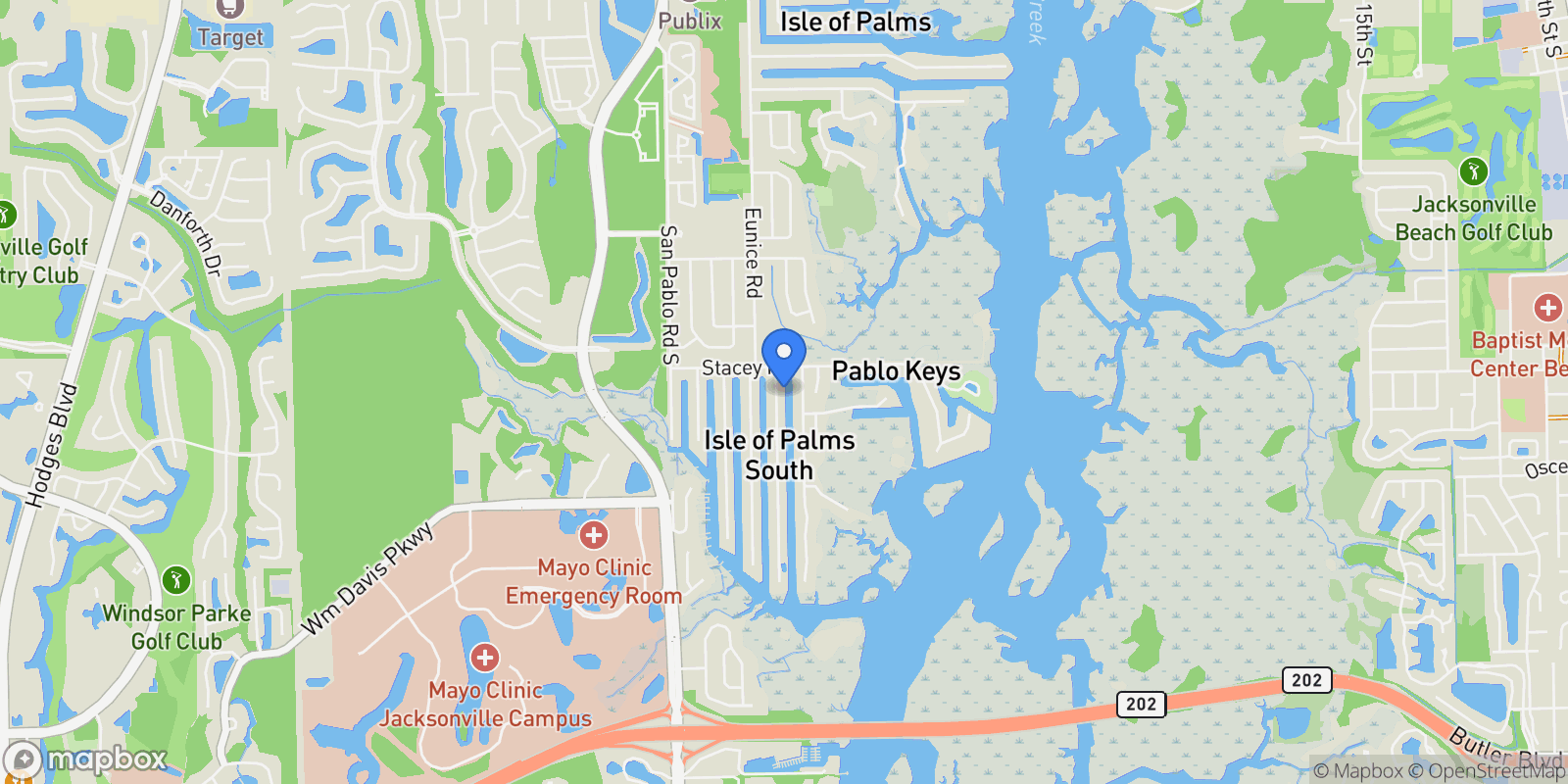 Map showing 4141 COQUINA Drive, Jacksonville Beach, Florida, United States.