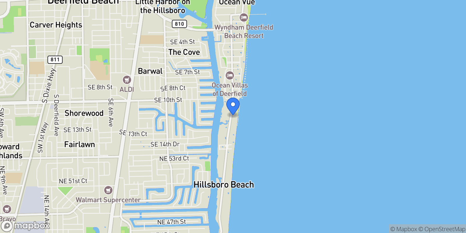Map showing 1223 Hillsboro Mile #4, Hillsboro Beach, FL 33062, Hillsboro Beach, Florida, United States.