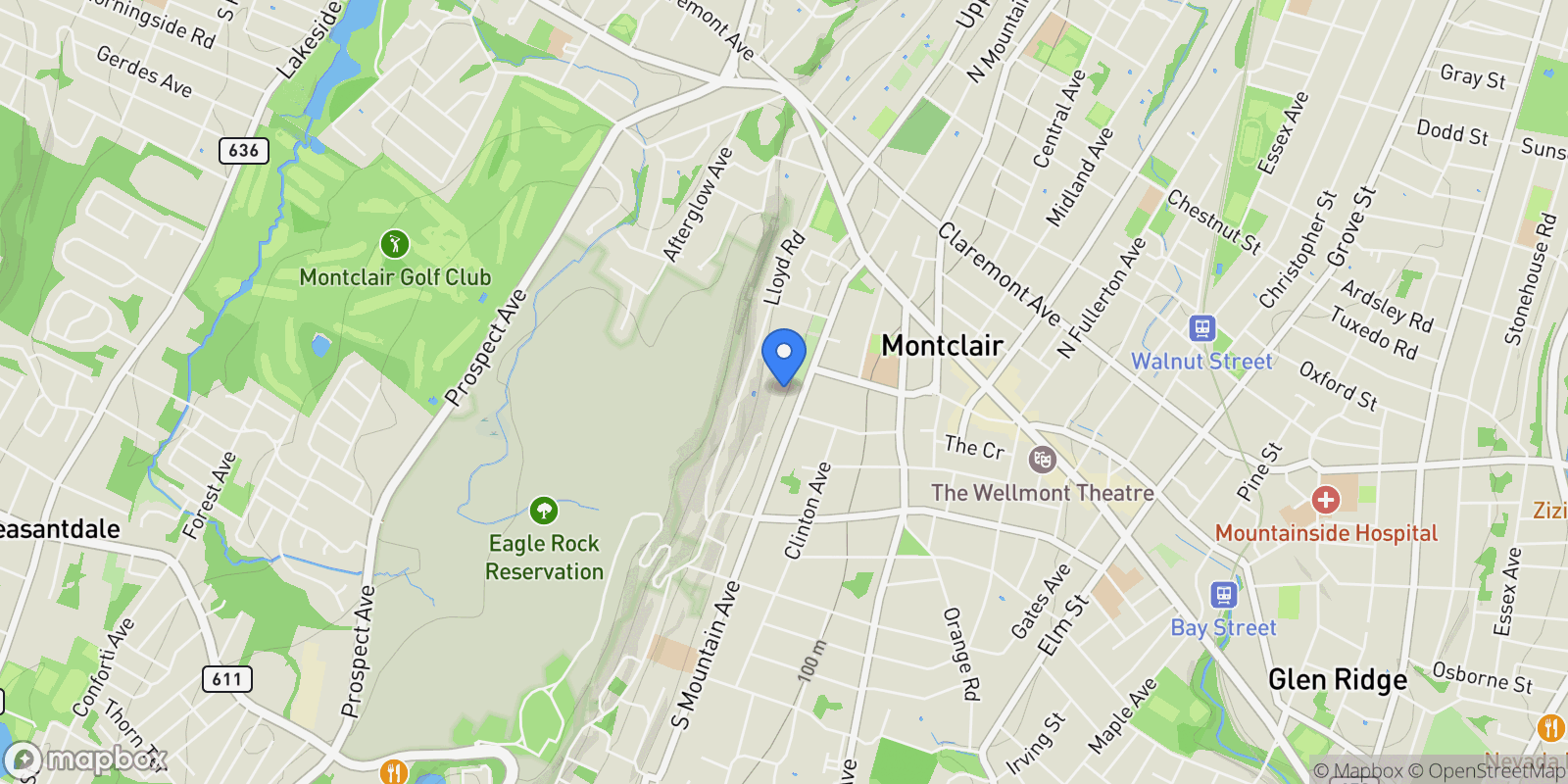 Map showing 74 South Mountain Ave, Montclair, NJ 07042, Montclair, New Jersey, United States.