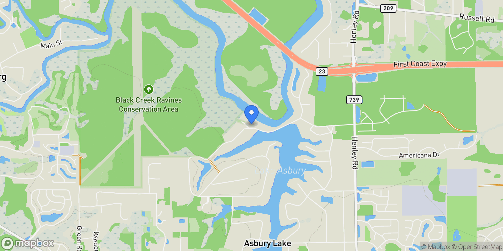 Map showing 435 LAKE ASBURY Drive, Green Cove Springs, Florida, United States.