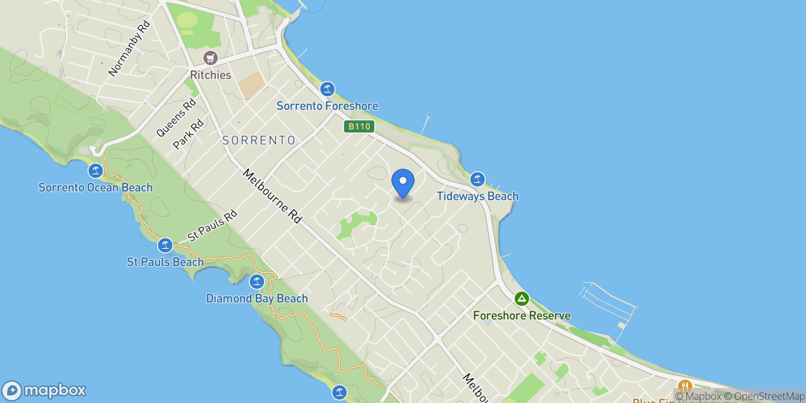 Map showing 21-23 Links Road, Sorrento, VIC 3943, Sorrento, Victoria, Australia.
