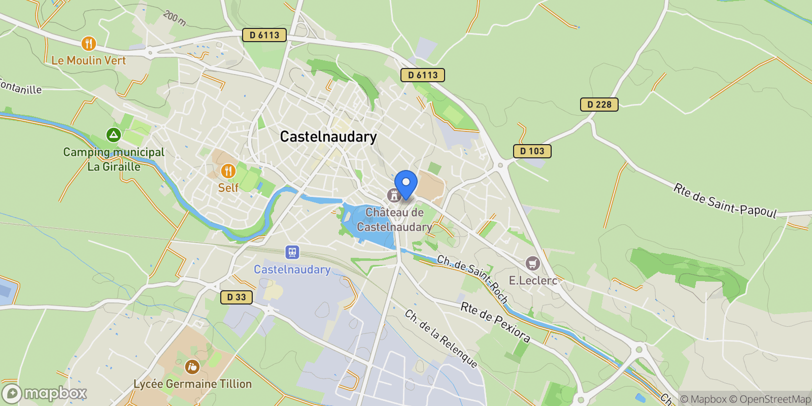 Map showing Castelnaudary, Occitanie, France.