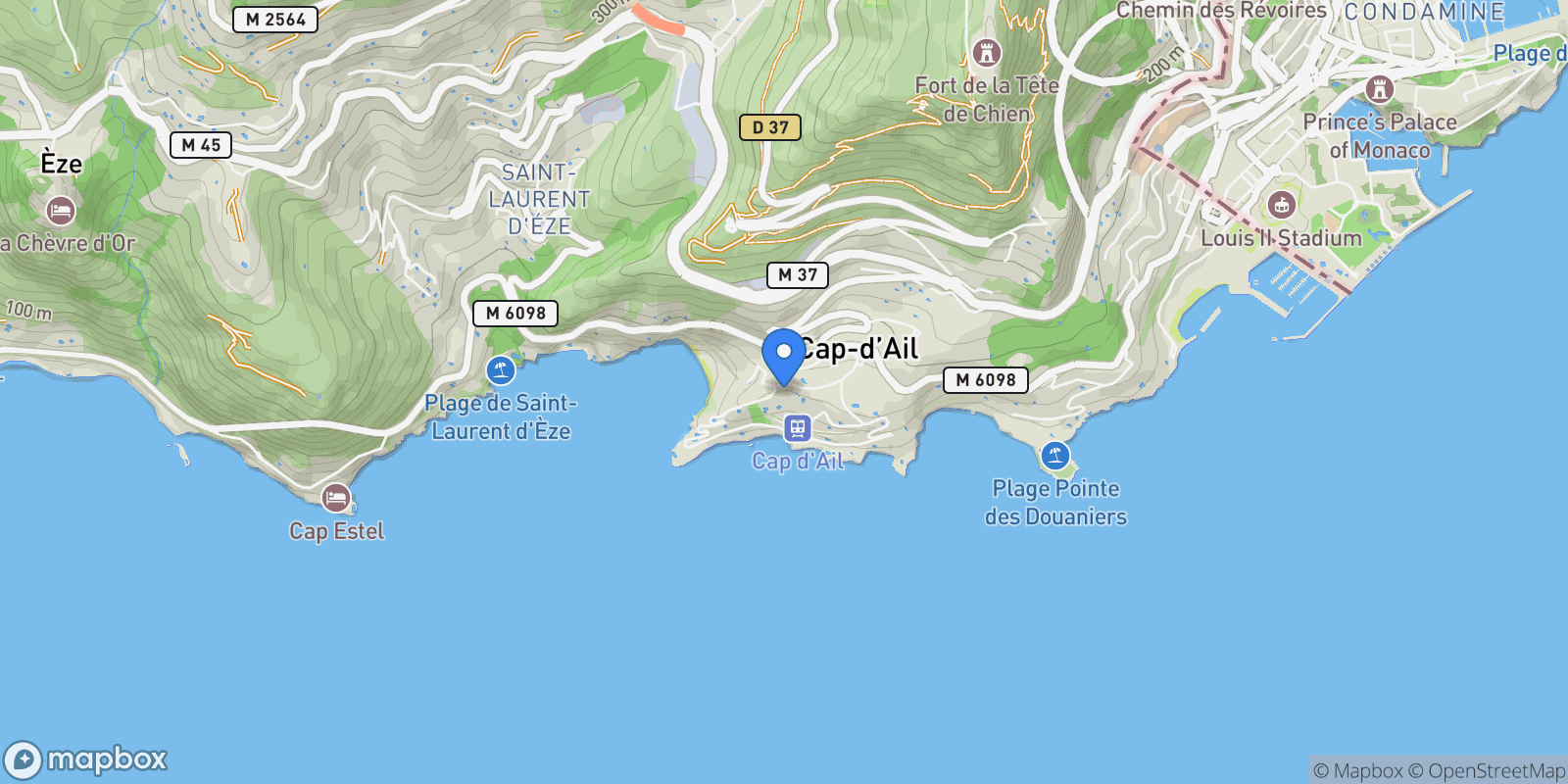 Map showing Cap-d'Ail, Provence-Alpes-Côte d'Azur, France.