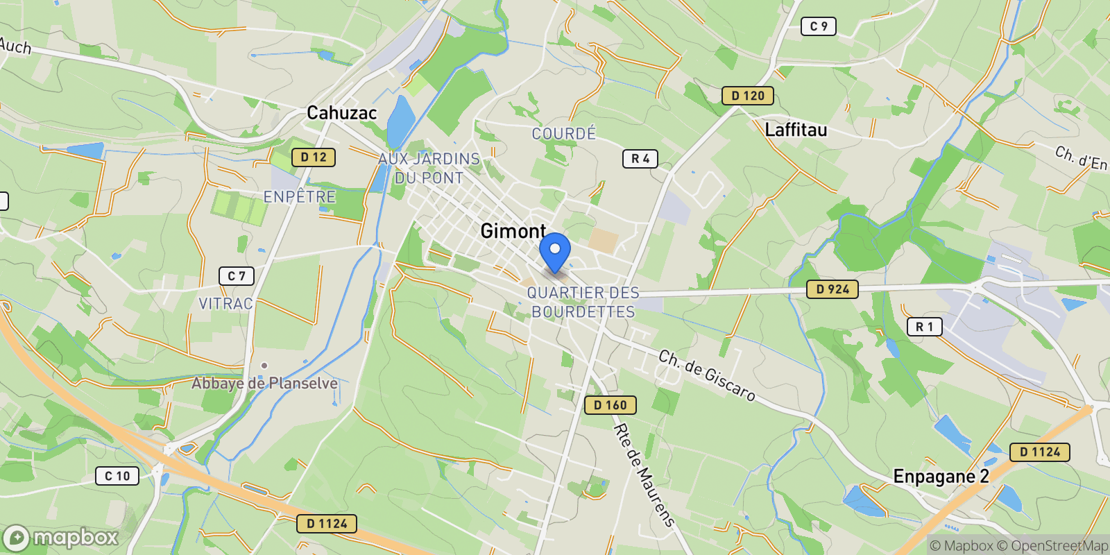 Map showing Gimont, Occitanie, France.
