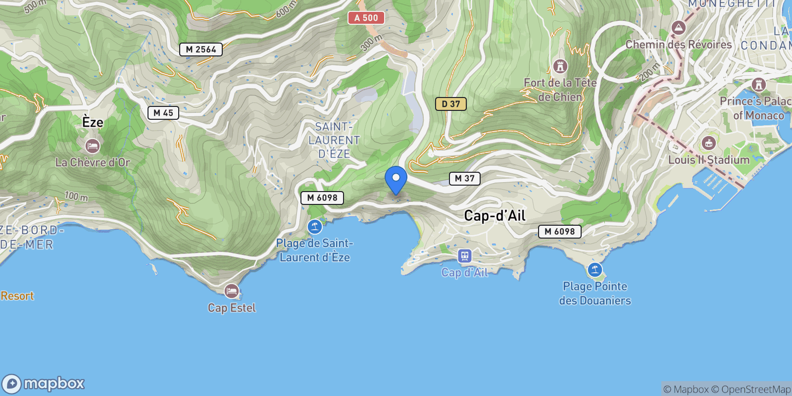 Map showing Cap-d'Ail, Provence-Alpes-Côte d'Azur, France.