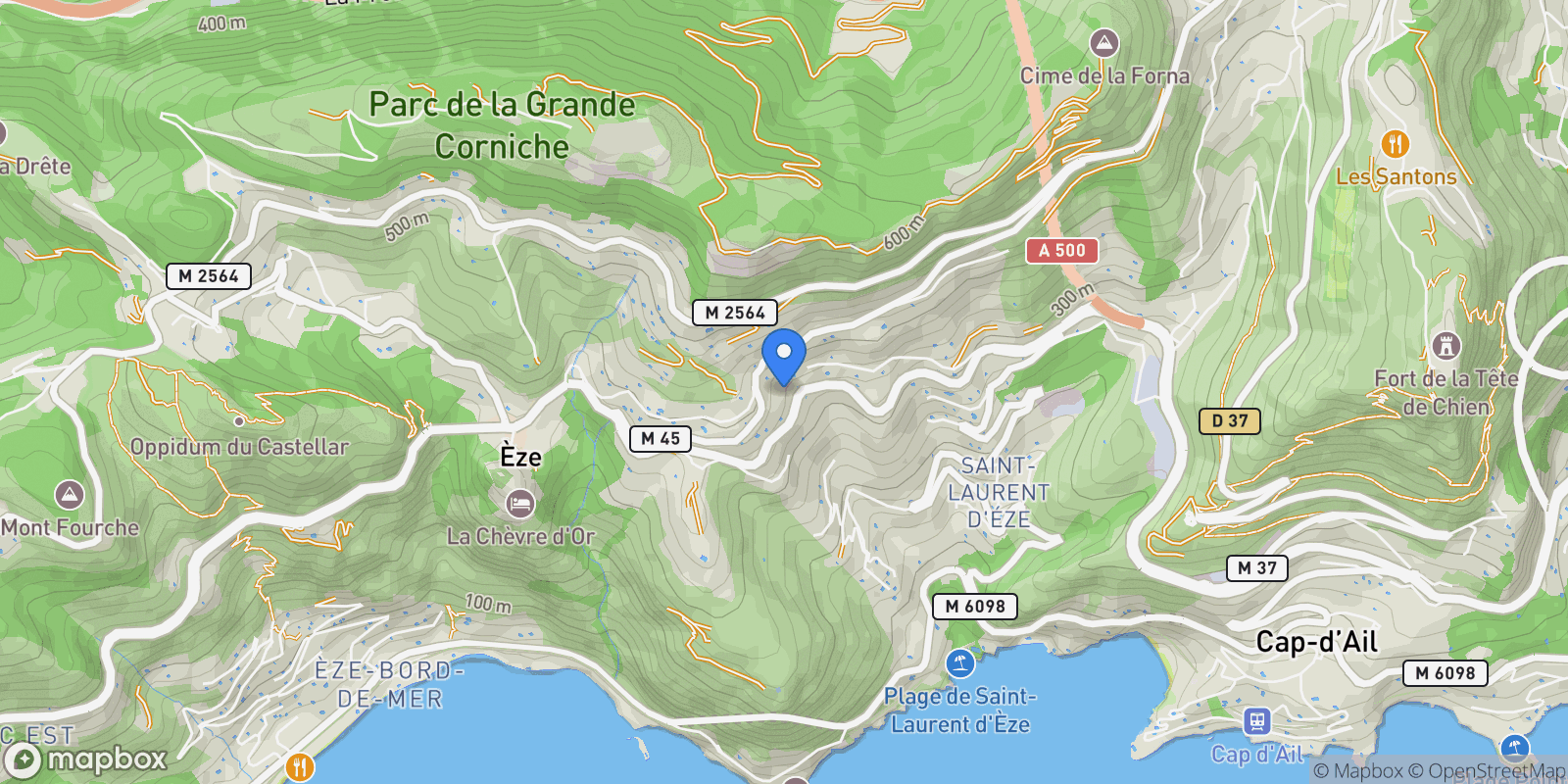 Map showing Èze, Provence-Alpes-Côte d'Azur, France.