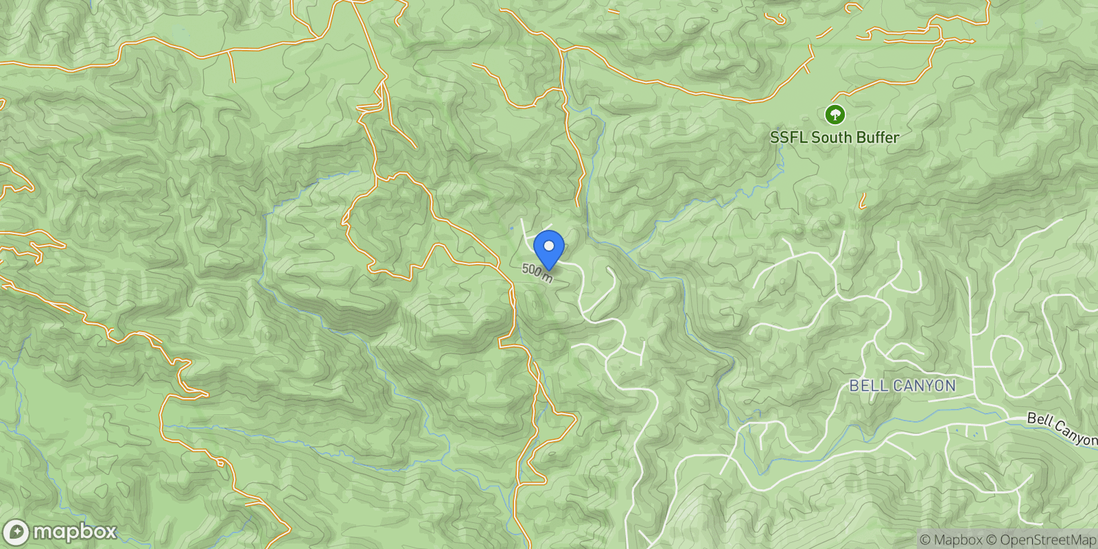 Map showing 207 SADDLEBOW Road, Bell Canyon, California, United States.