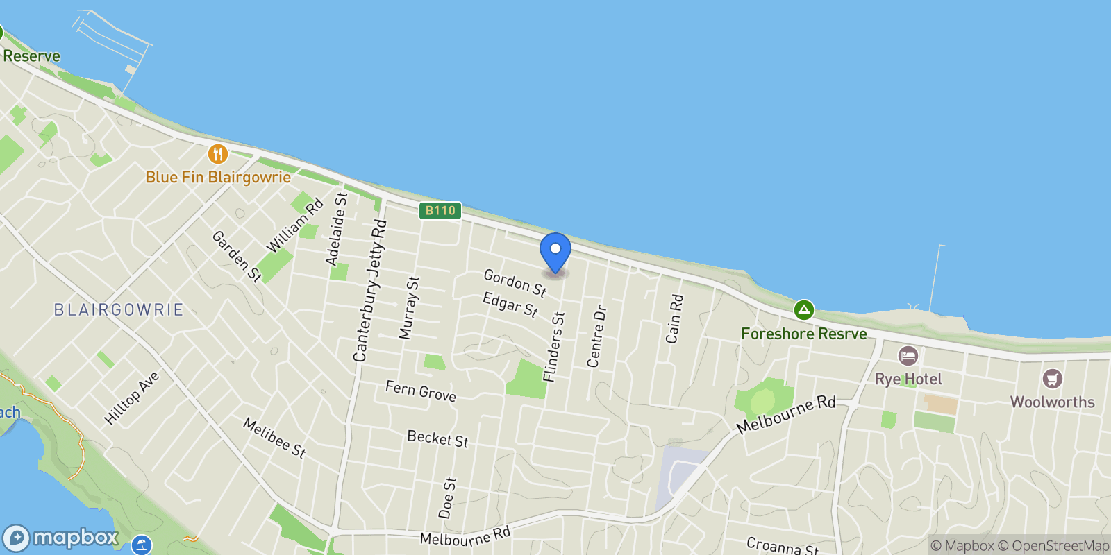 Map showing 5 Johnson Avenue, Rye, VIC 3941, Rye, Victoria, Australia.
