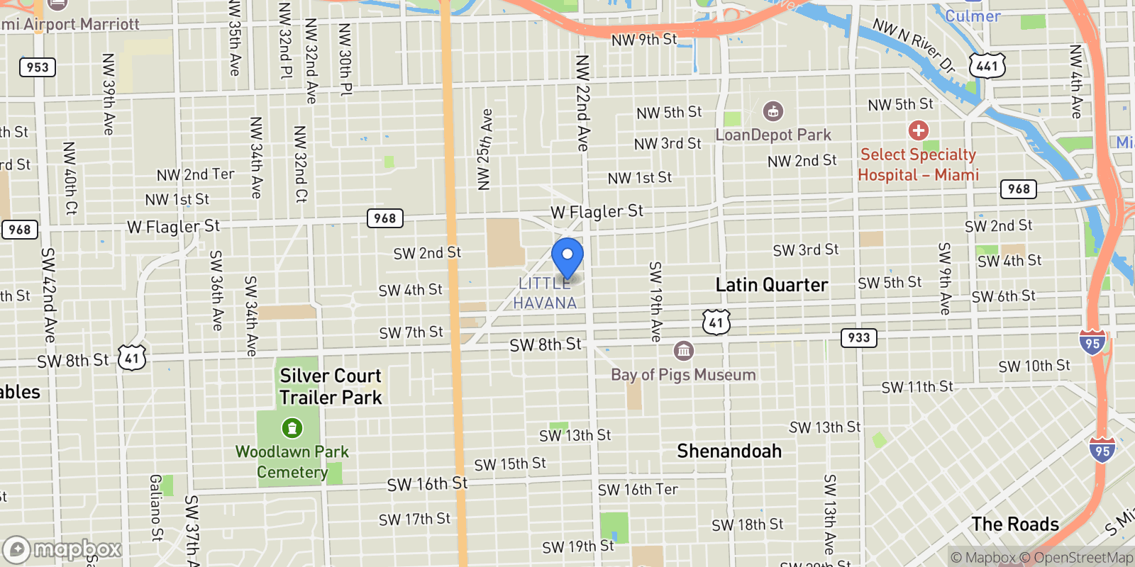 Map showing 2265 SW 4 St, Miami, Florida, United States.
