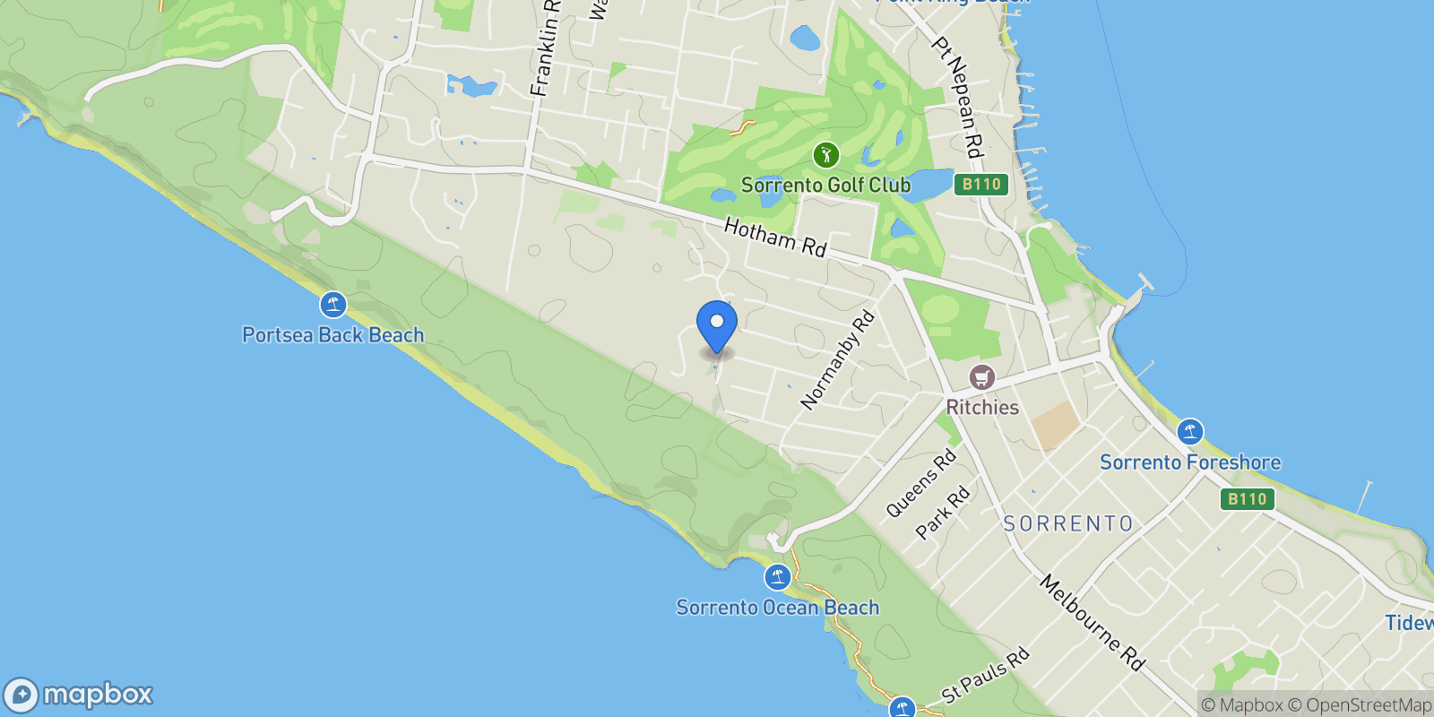 Map showing 22 Stonecutters Road, Portsea, VIC 3944, Portsea, Victoria, Australia.