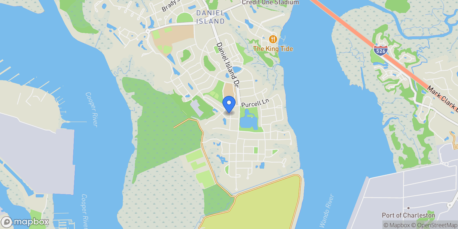 Map showing 2431 Settlers Street, Charleston, South Carolina, United States.