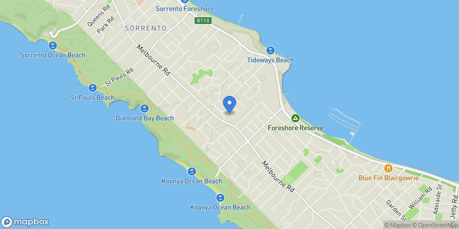 Map showing 6 Pekina Square, Sorrento, VIC 3943, Sorrento, Victoria, Australia.