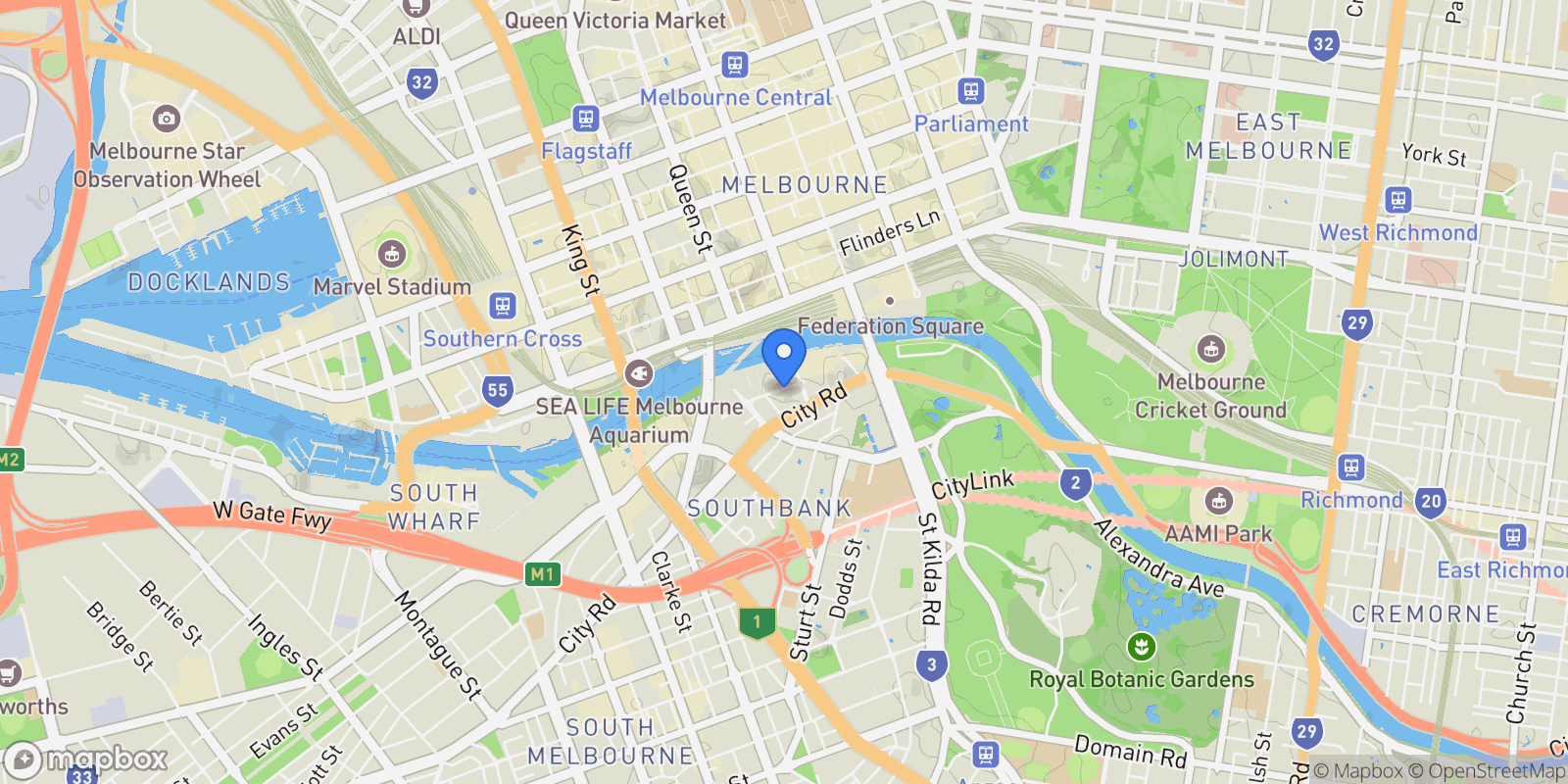 Map showing 8201/7 Riverside Quay, Southbank, VIC 3006, Southbank, Victoria, Australia.