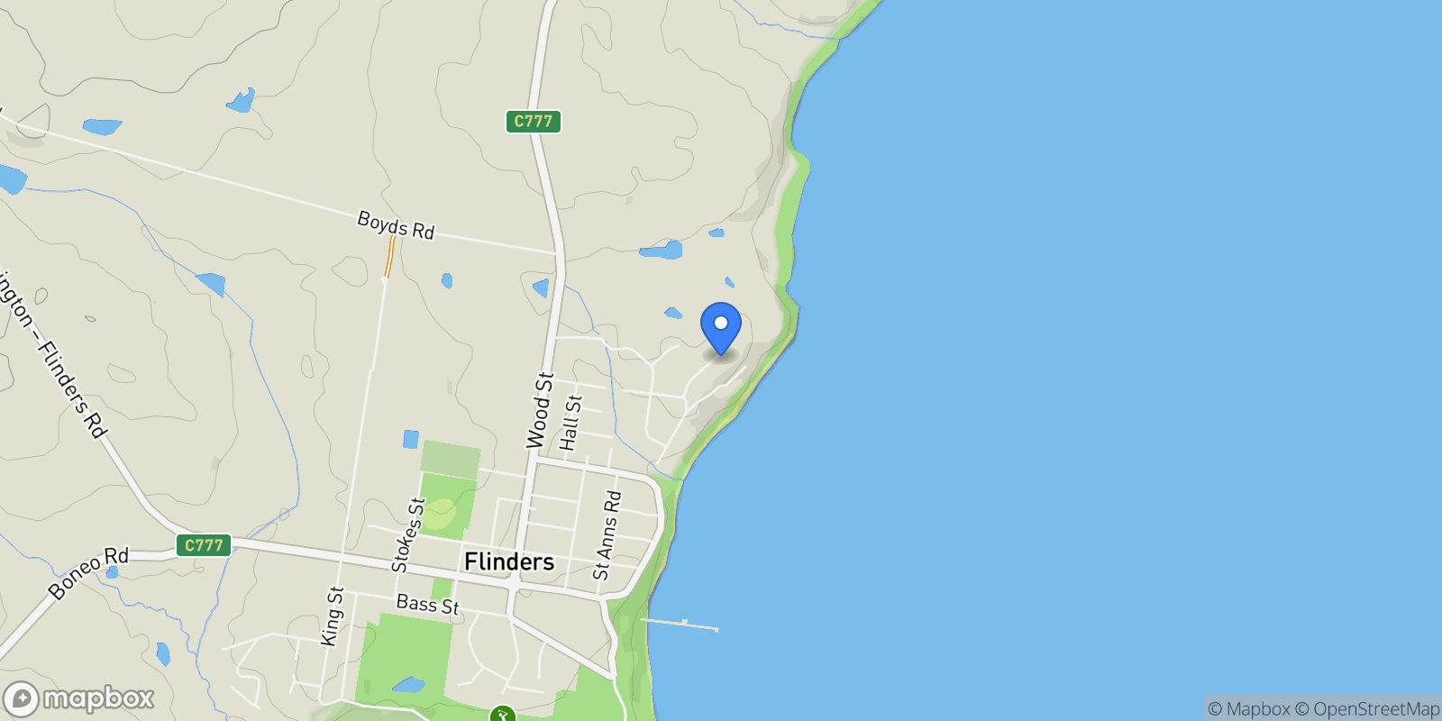 Map showing 9 Bluff Avenue, Flinders, VIC 3929, Flinders, Victoria, Australia.